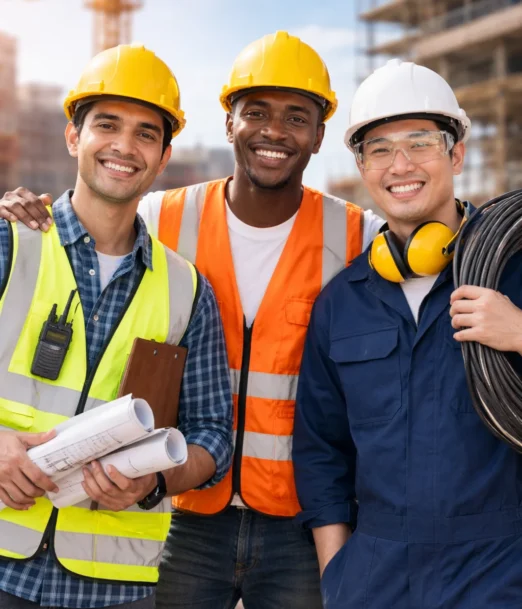 Diverse team at the construction site