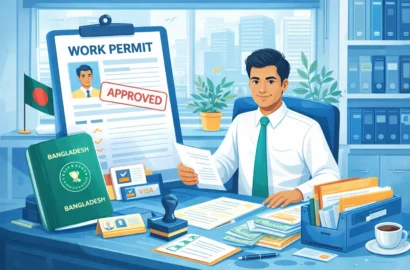 Processing work permit in office Processing work permit in office